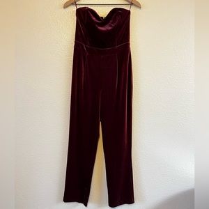 Express Women’s Burgundy Strapless Heart-Shaped Bodice Velvet Romper, Size 4